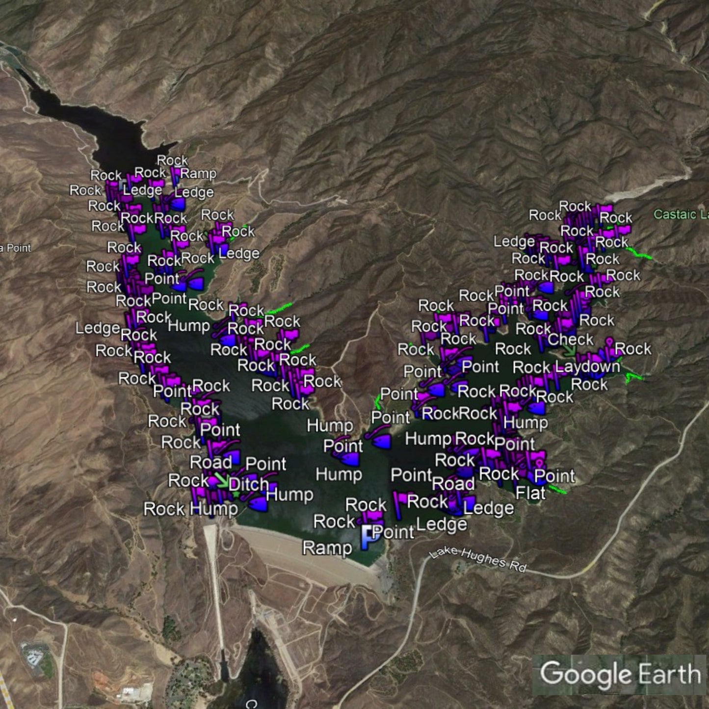 Castaic Lake Breakdown - Bass Fishing Hot Spots & Waypoints