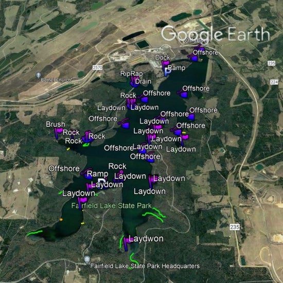 Fairfield Lake Breakdown - Bass Fishing Hot Spots & Waypoints