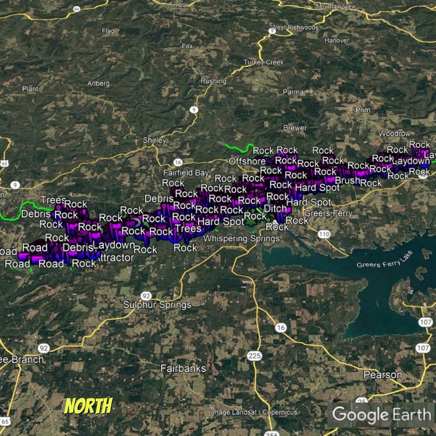 Greers Ferry Lake Breakdown - Bass Fishing Hot Spots & Waypoints