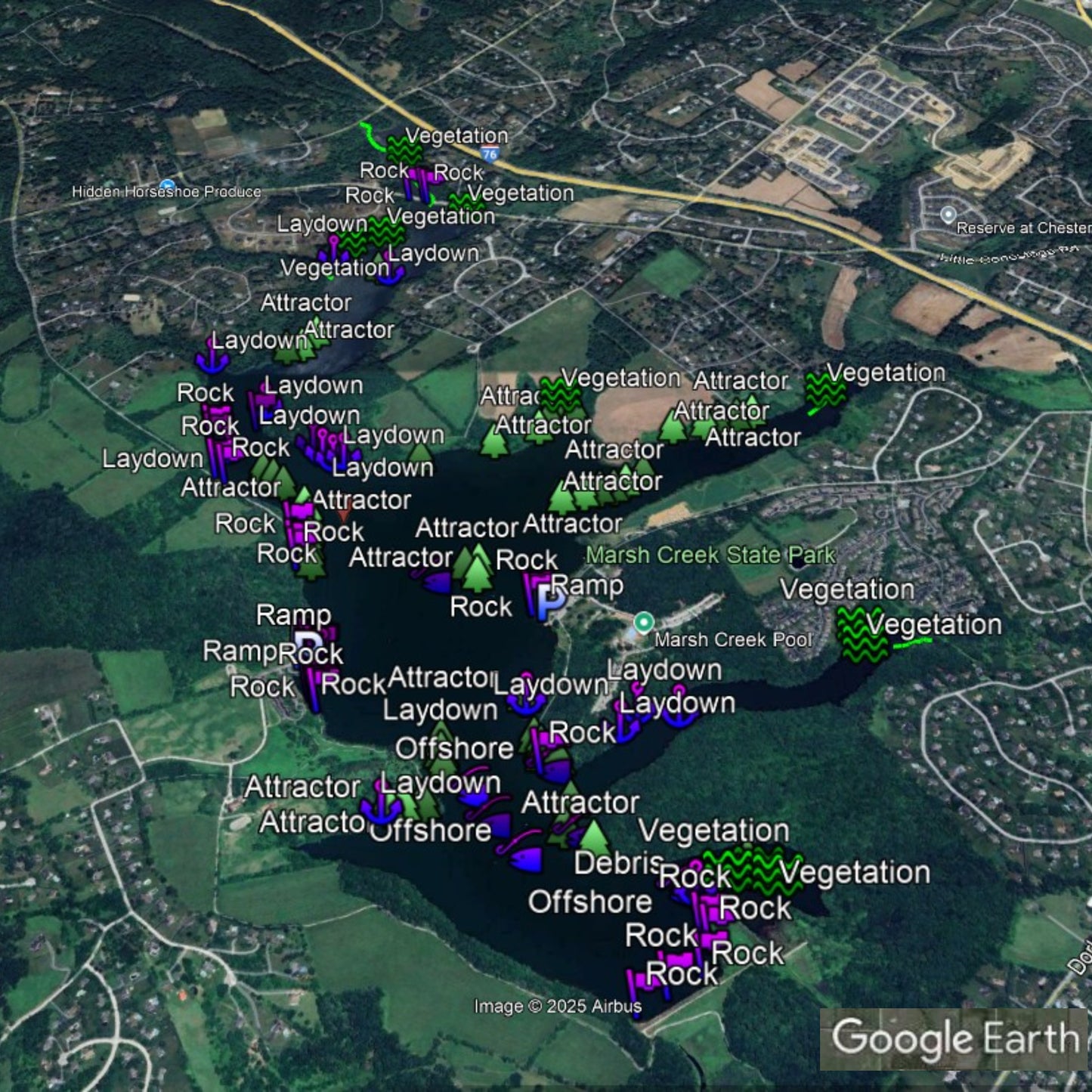 Marsh Creek Lake Breakdown - Bass Fishing Hot Spots & Waypoints