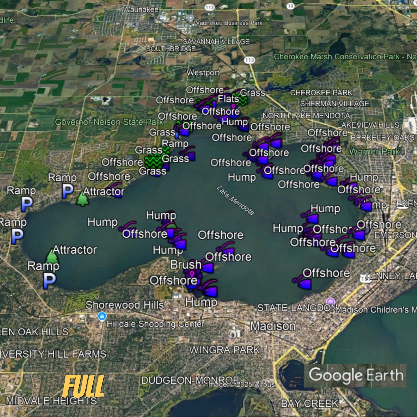 Mendota Lake Breakdown - Bass Fishing Hot Spots & Waypoints