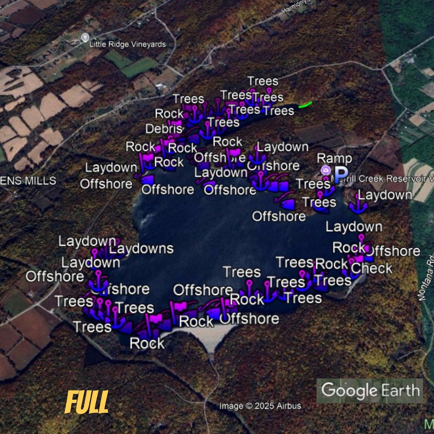 Merrill Creek Lake Breakdown - Bass Fishing Hot Spots & Waypoints