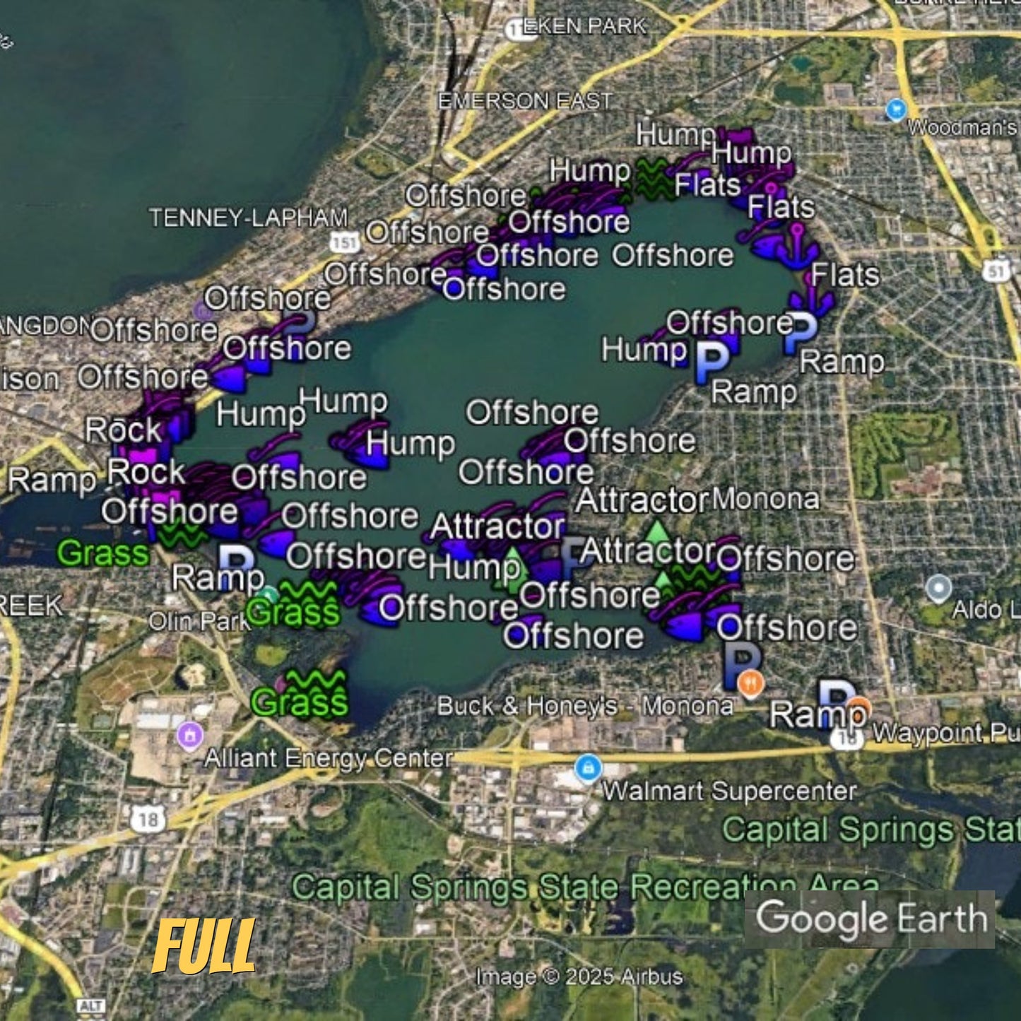 Monona Lake Breakdown - Bass Fishing Hot Spots & Waypoints