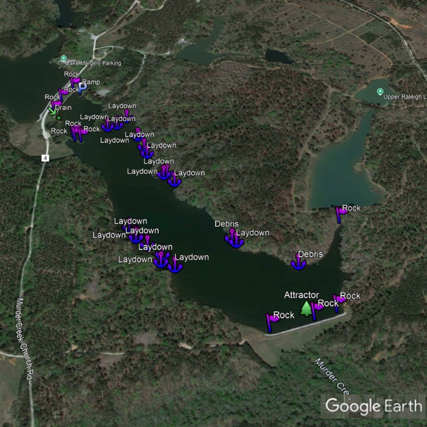 Murder Lake Breakdown - Bass Fishing Hot Spots & Waypoints