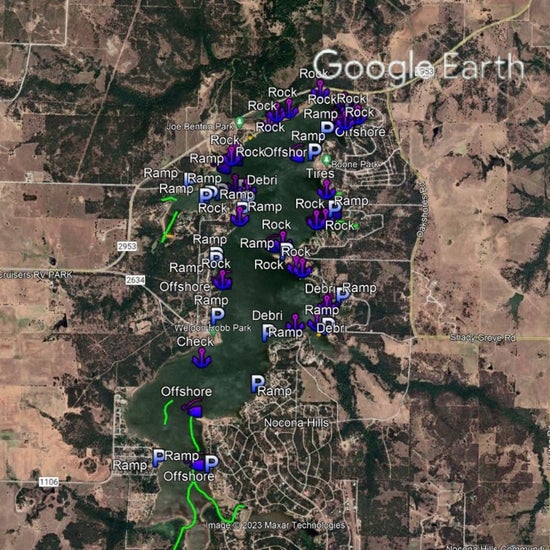 Nocona Lake Breakdown - Bass Fishing Hot Spots & Waypoints