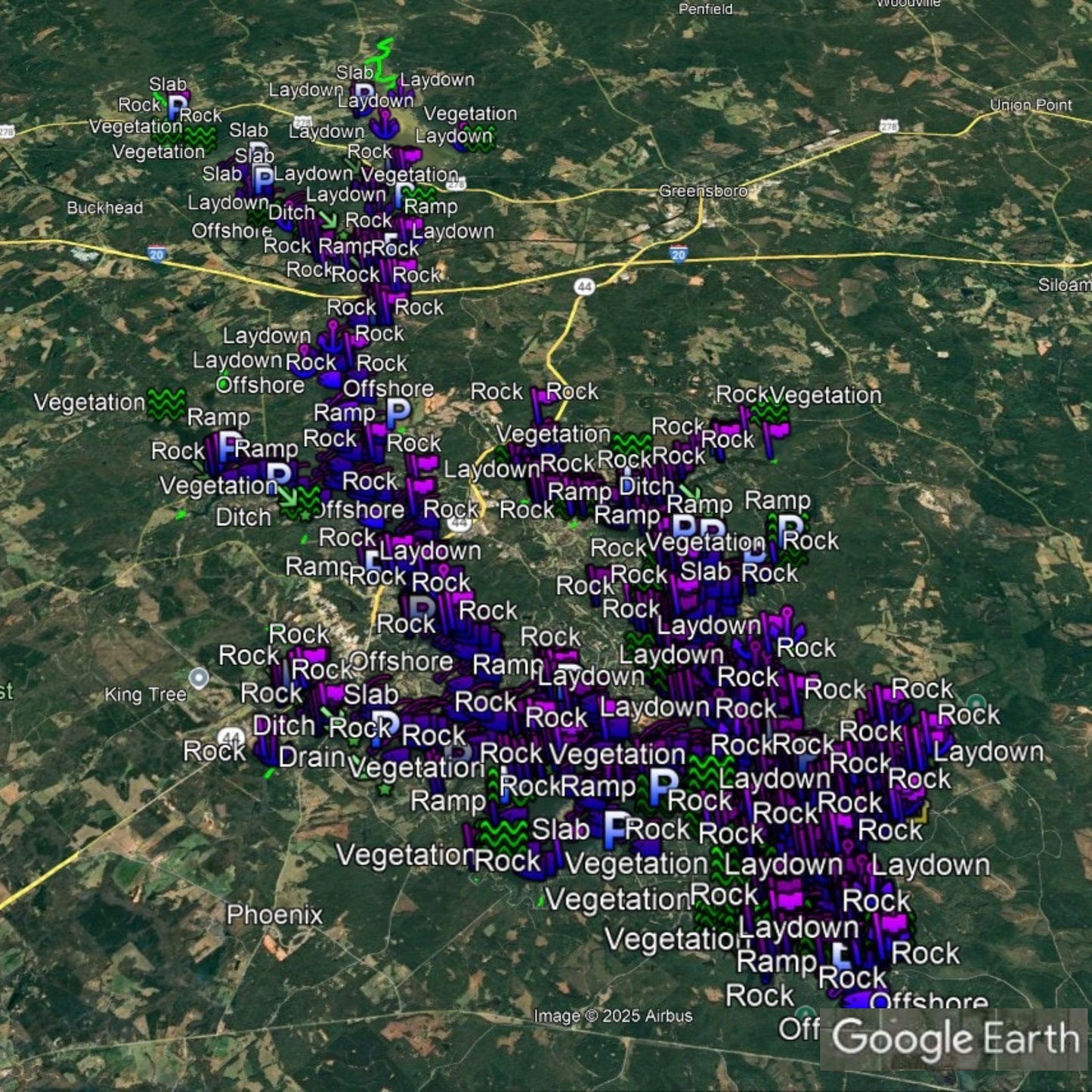 Oconee  Lake Breakdown - Bass Fishing Hot Spots & Waypoints