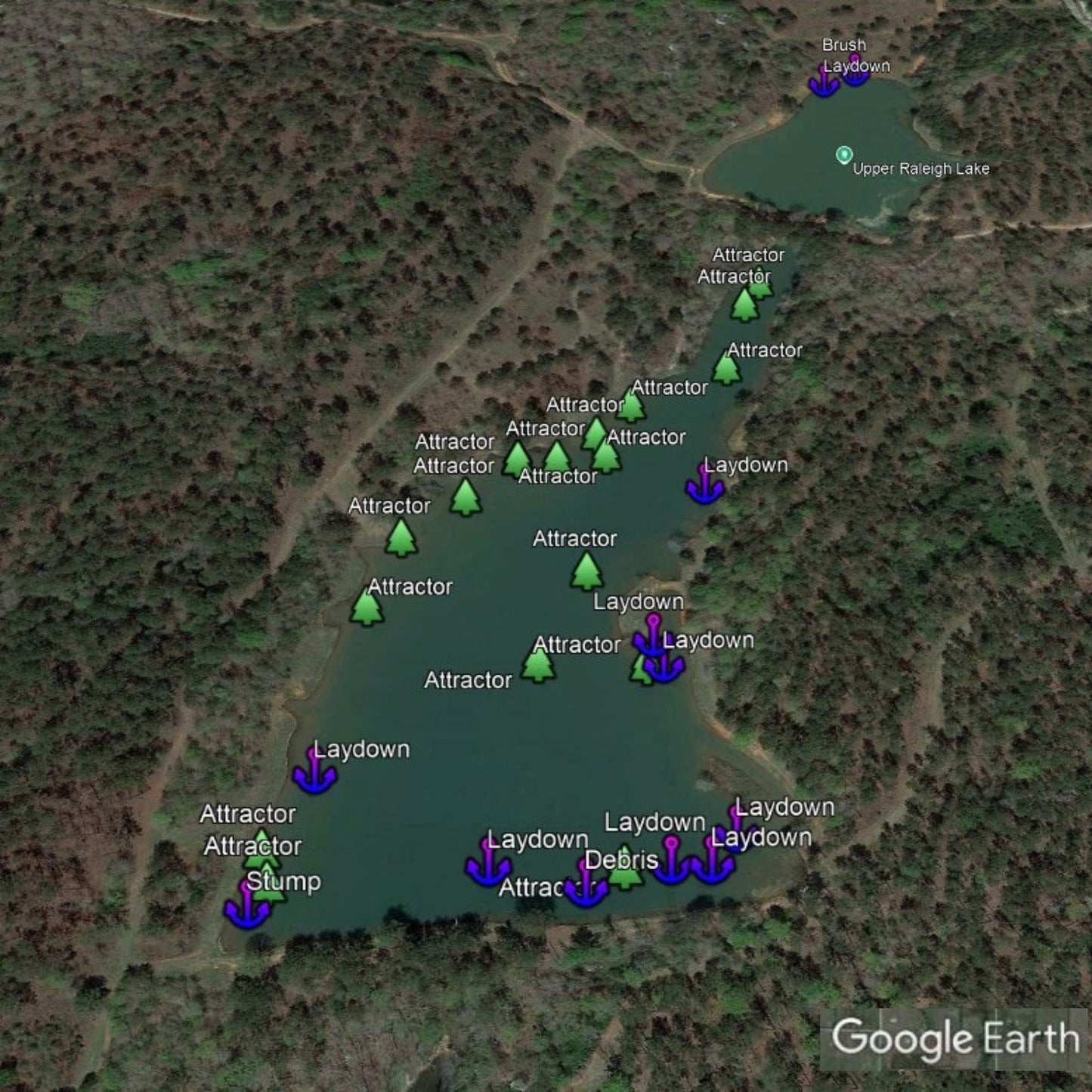 Lower Raleigh Lake Breakdown - Bass Fishing Hot Spots & Waypoints