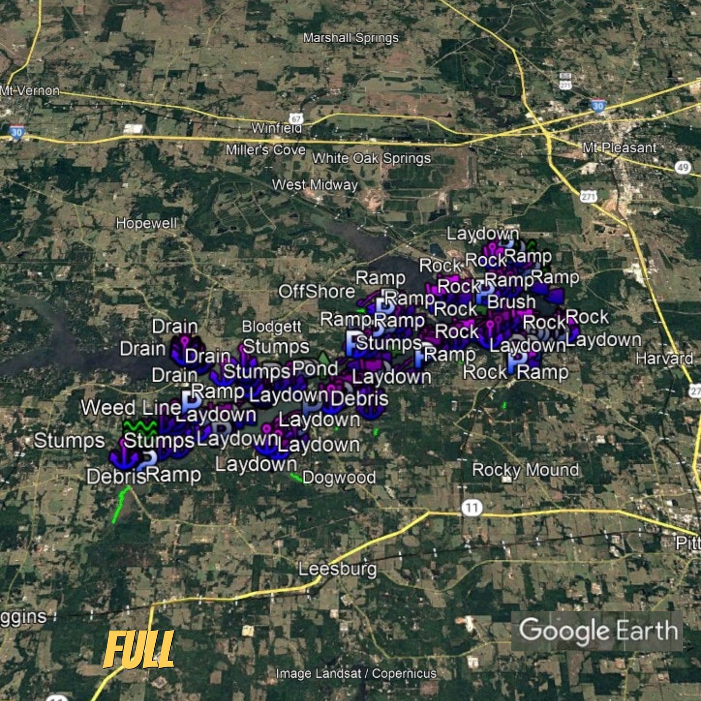 Bob Sandlin Lake Breakdown - Bass Fishing Hot Spots & Waypoints
