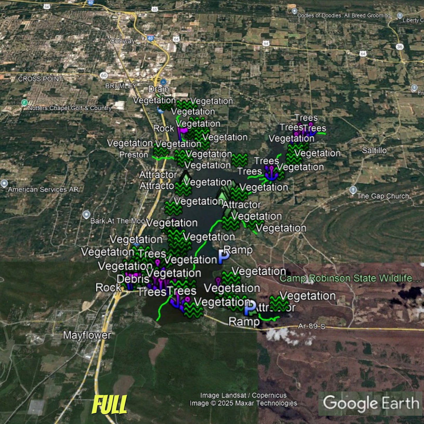 Conway Lake Breakdown - Bass Fishing Hot Spots & Waypoints