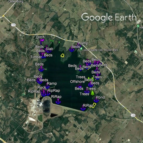 Fayette County Lake Breakdown - Bass Fishing Hot Spots & Waypoints