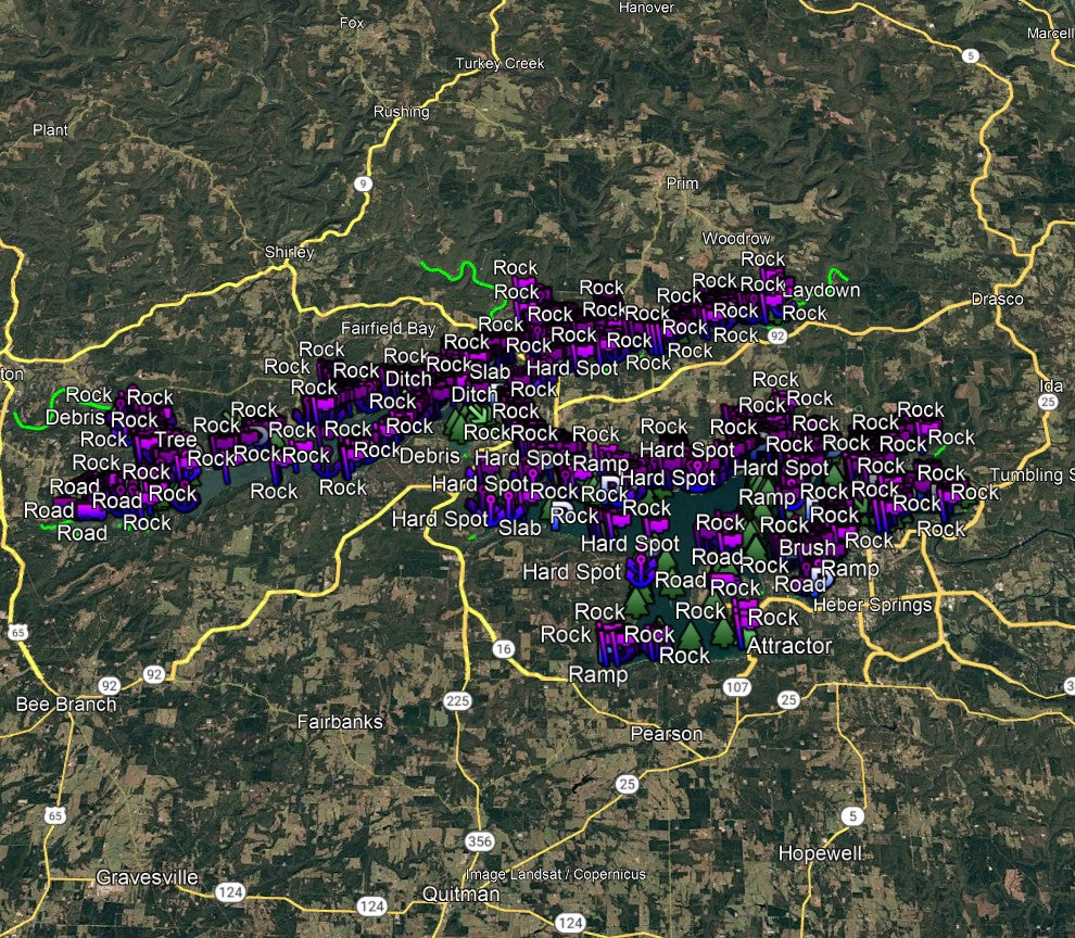 Greers Ferry Lake Breakdown - Bass Fishing Hot Spots & Waypoints