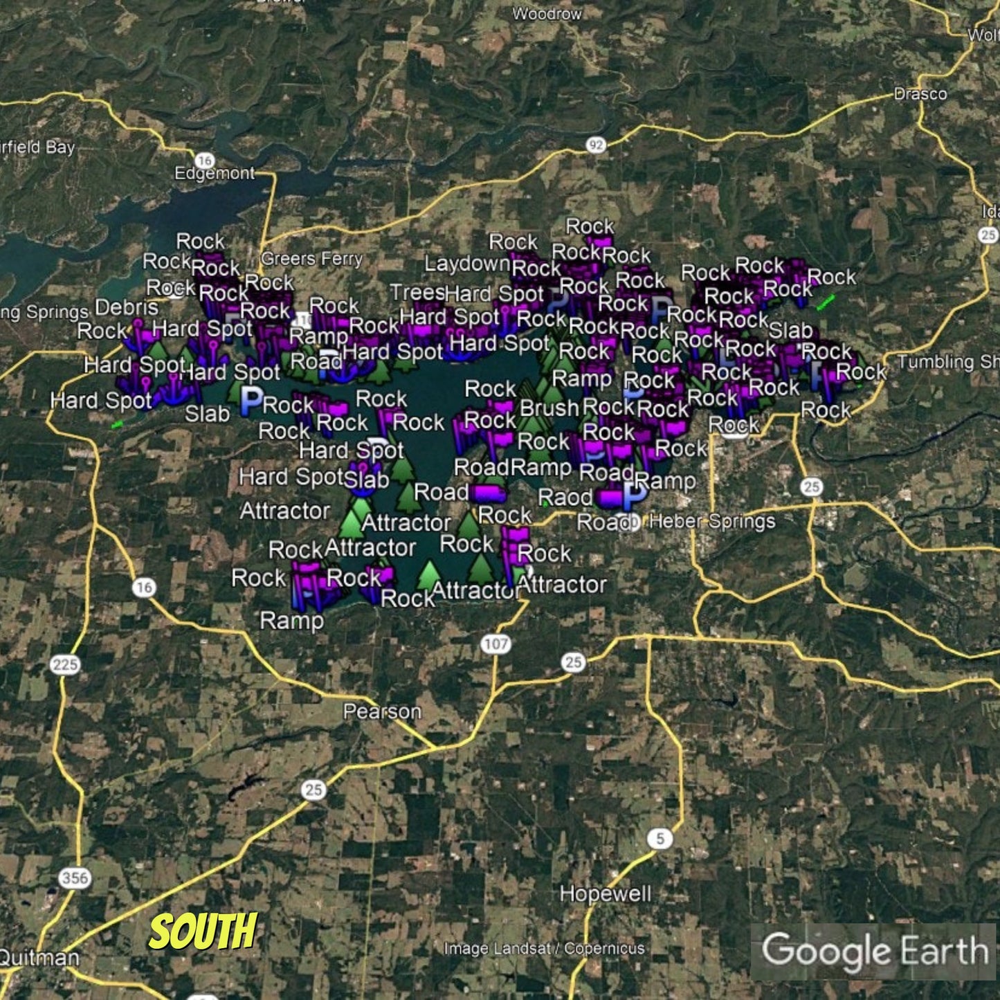 Greers Ferry Lake Breakdown - Bass Fishing Hot Spots & Waypoints