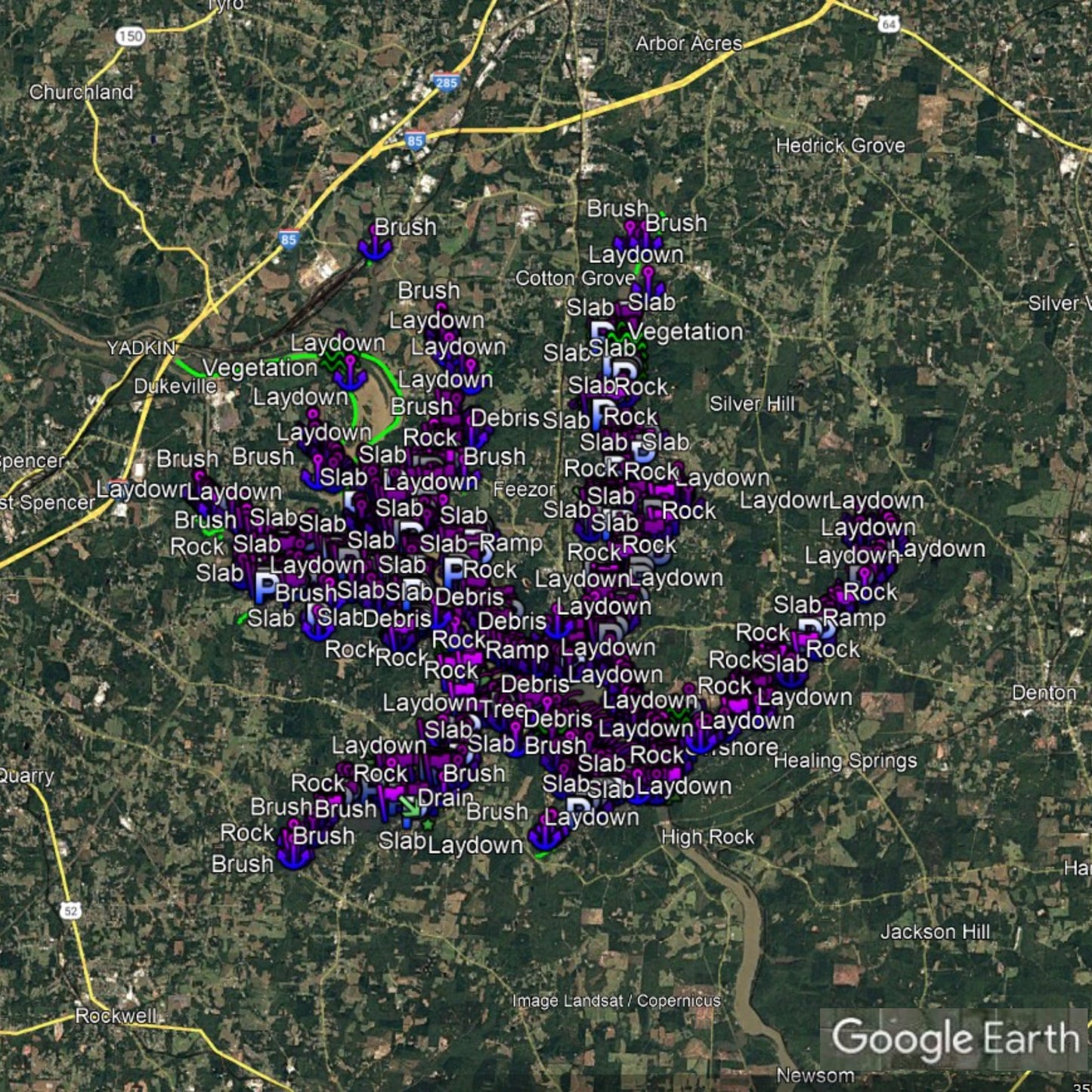 High Rock Lake Breakdown - Bass Fishing Hot Spots & Waypoints