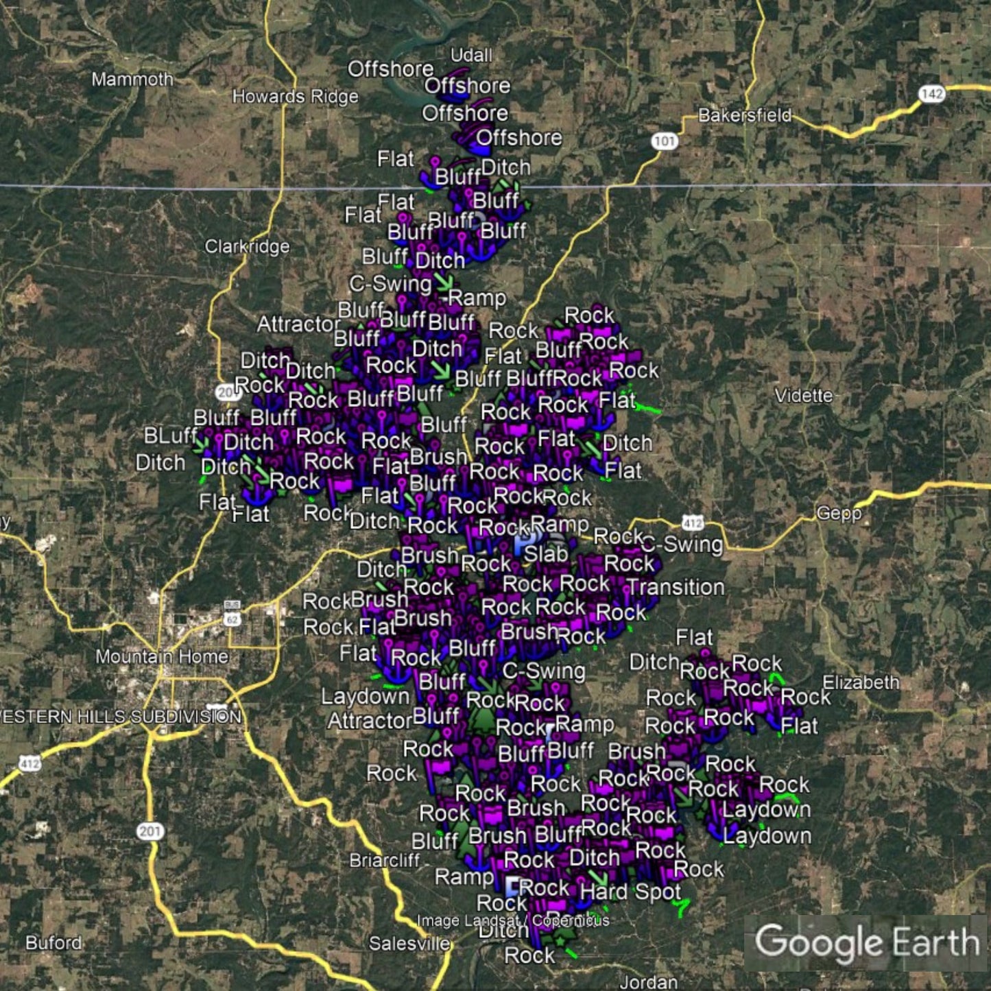 Norfork Lake Breakdown - Bass Fishing Hot Spots & Waypoints